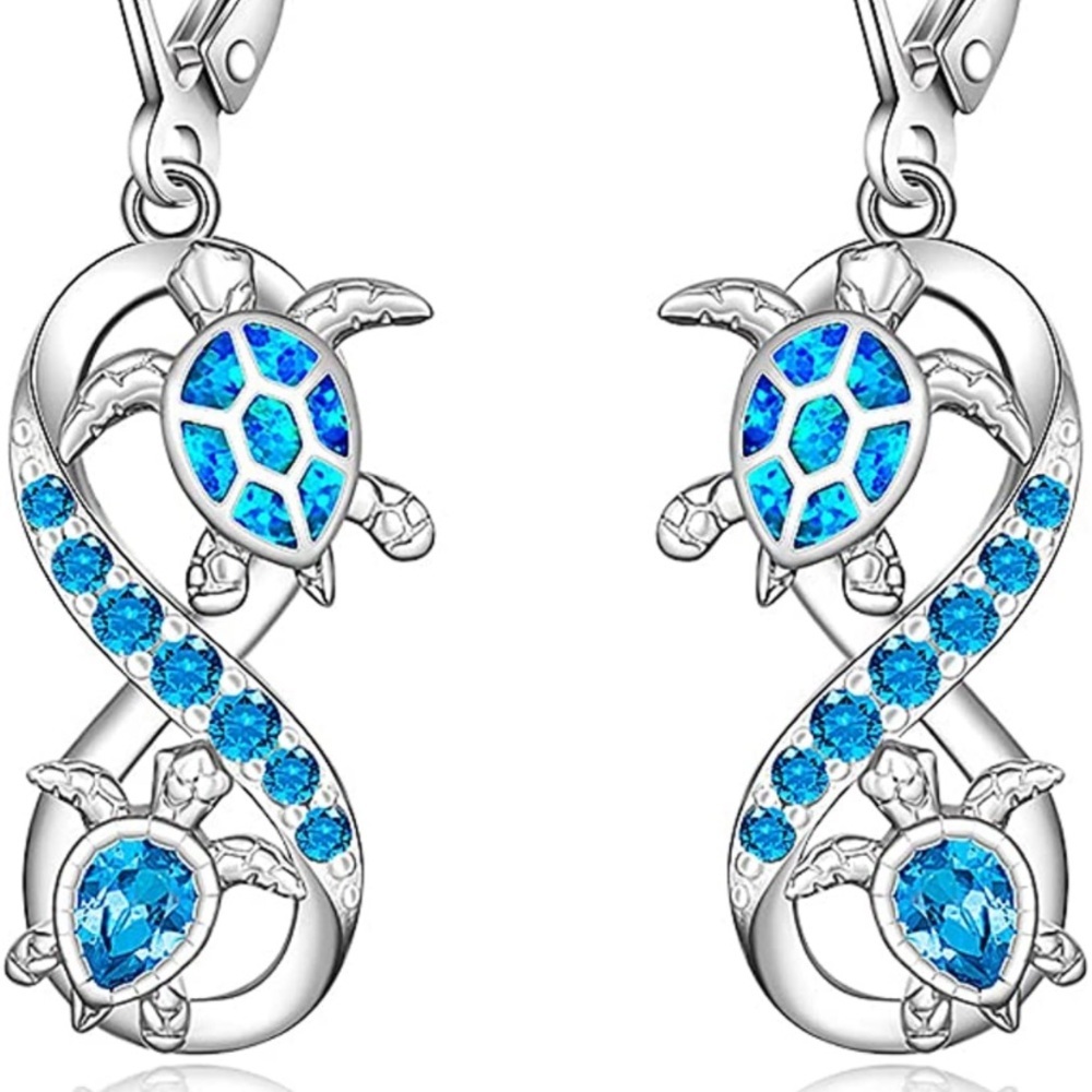Opal and Topaz Turtles Everlasting Love Earrings